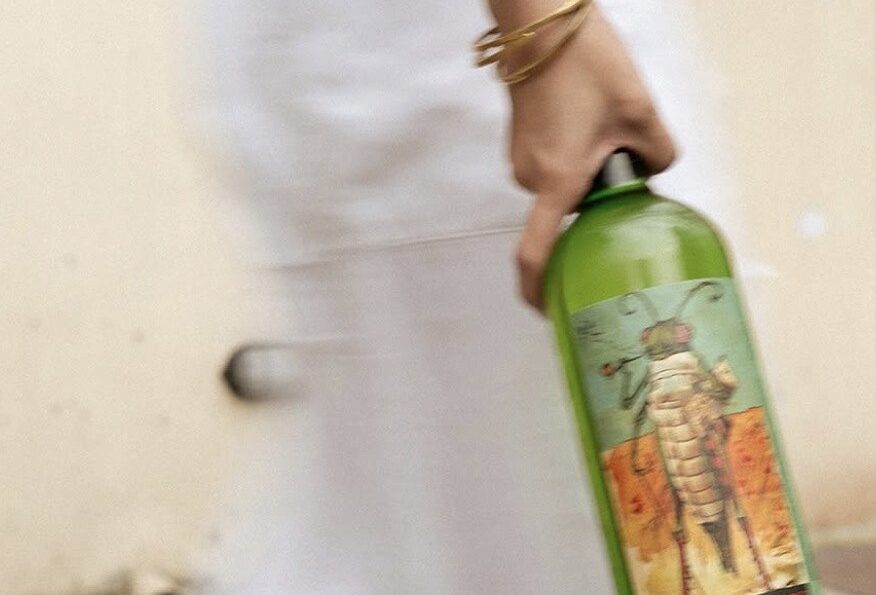 A bottle of Clos Lentiscus natural wine from Sant Pere de Ribes