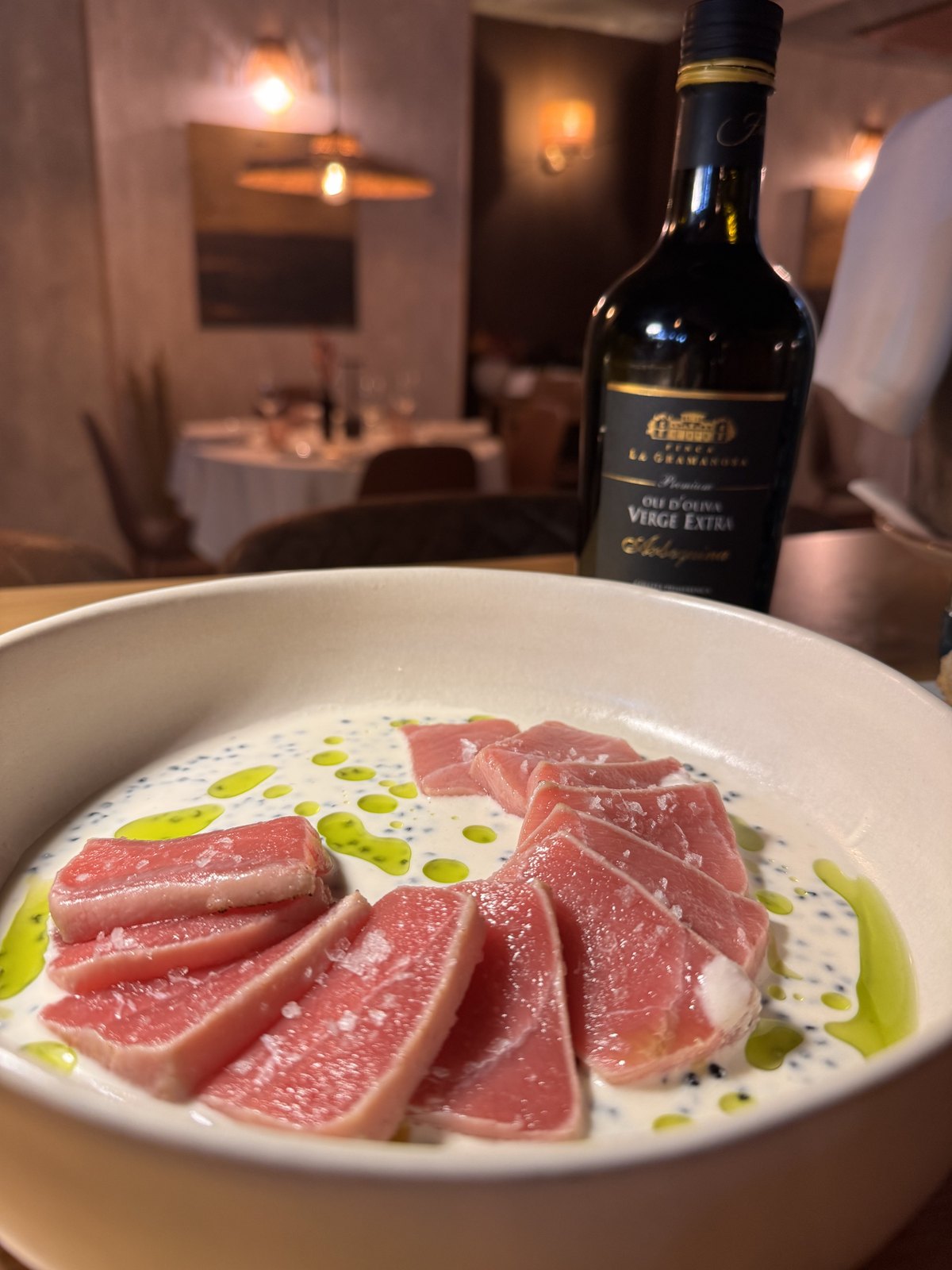 Raw tuna with ajoblanco at Marboa in Sant Pere de Ribes