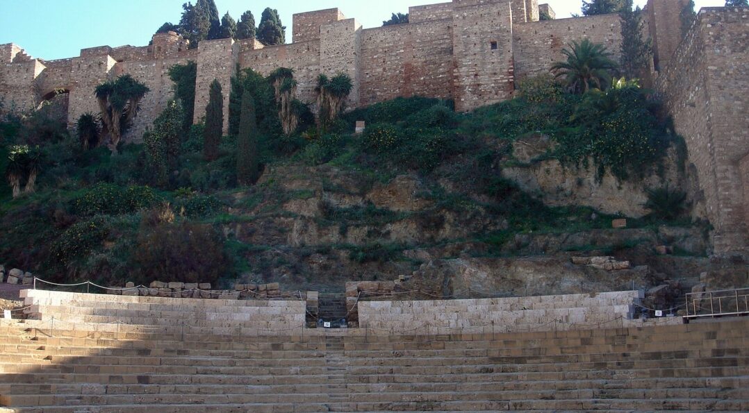 Teatro Romano de Malaga au pied de l'Alcazaba, theatre du premier siecle avant notre ere