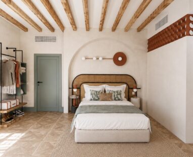 Chambre à poutres de Casa Beatas, hôtel boutique dans le casco antiguo de Malaga