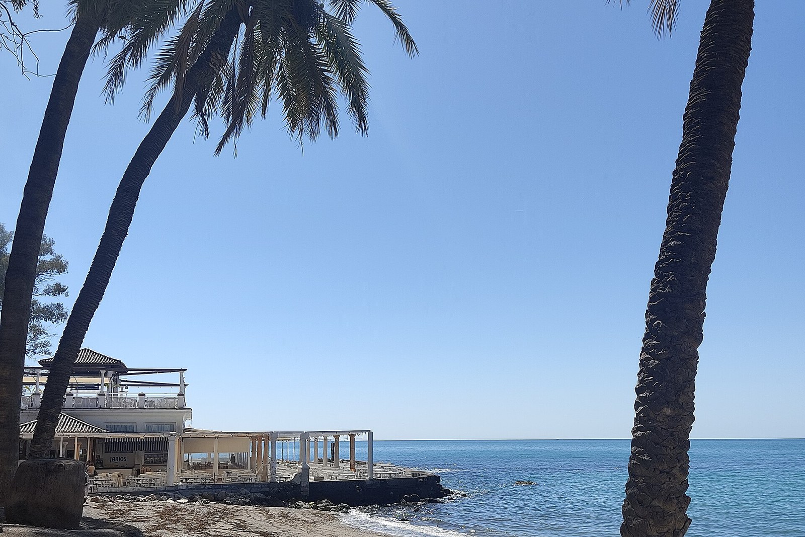 Baños del Carmen a Malaga, palmiers et ancien etablissement balneaire